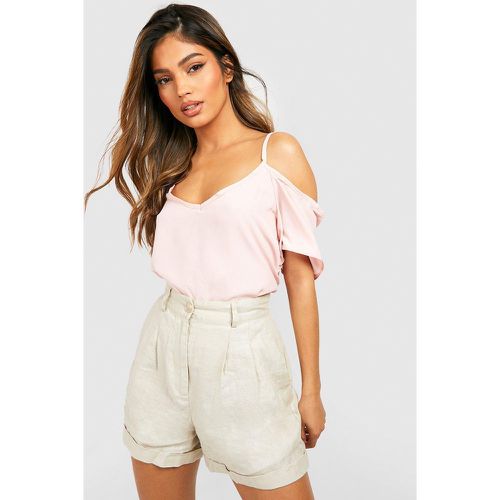 Top in tessuto con spalline aperte - boohoo - Modalova