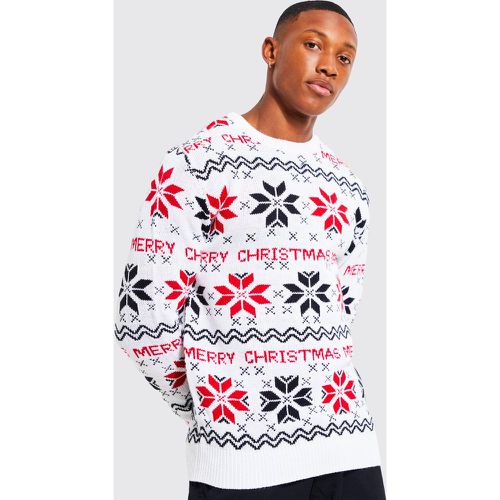 Maglione natalizio con motivi Fairisle e slogan Merry Xmas - boohoo - Modalova