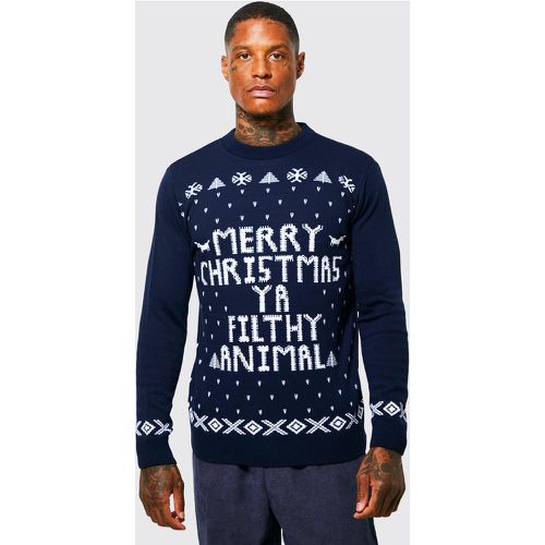 Maglione natalizio con slogan Merry Christmas Ya Filthy Animal - boohoo - Modalova