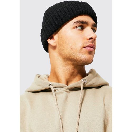 Berretto Beanie micro a coste, Nero - boohoo - Modalova