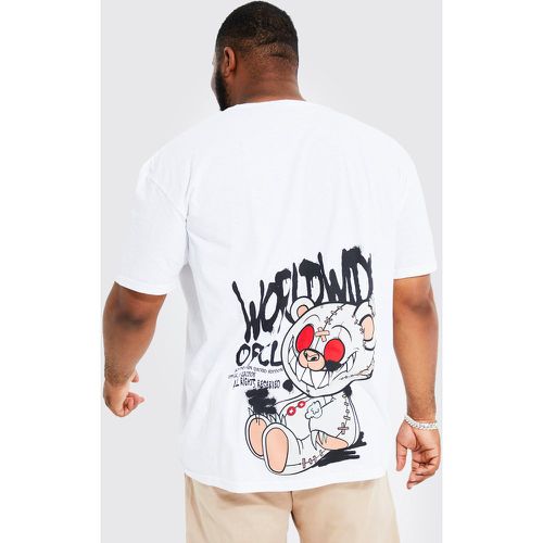 T-shirt Plus Size oversize stile Graffiti con grafica Teddy sul retro - boohoo - Modalova