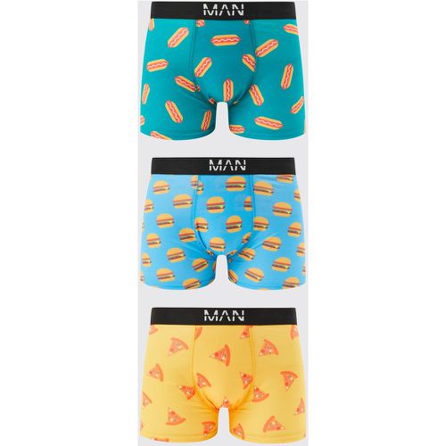 Boxer con stampa di cibo da Fast Food - set di 3 paia - boohoo - Modalova