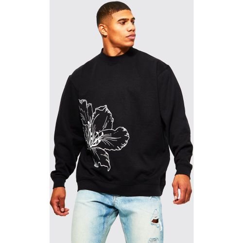 Sudadera Oversize Con Estampado De Dibujo De Flores - boohoo - Modalova