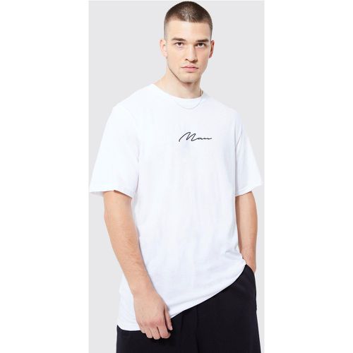 T-shirt Tall a girocollo con firma Man - boohoo - Modalova