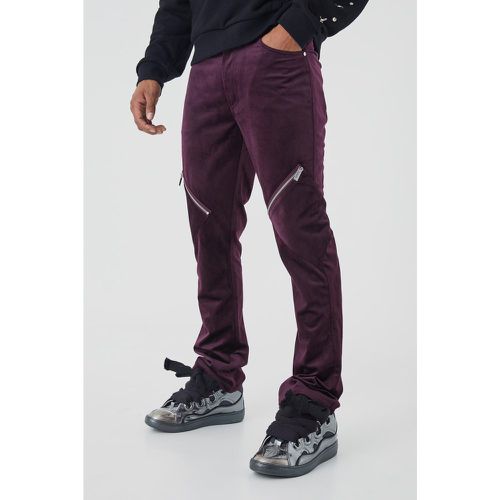 Pantaloni Cargo Slim Fit in velours con zip - boohoo - Modalova
