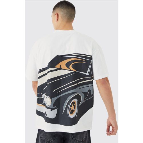 T-shirt oversize pesante con auto e girocollo esteso - boohoo - Modalova