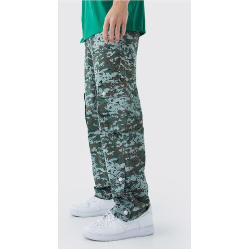 Pantaloni dritti in fantasia militare in rilievo in rilievo in rilievo - boohoo - Modalova