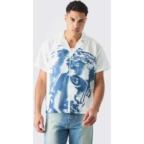 Camisa Recta De Manga Corta Con Estatua Doble - boohoo - Modalova