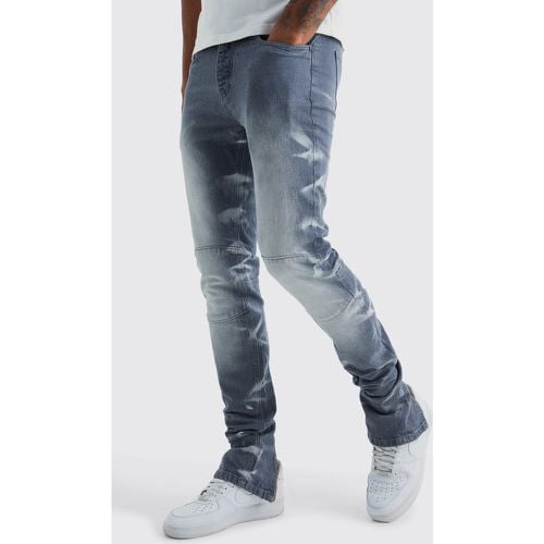 Jeans Tall Skinny Fit Stretch con pieghe sul fondo e zip sul fondo - boohoo - Modalova
