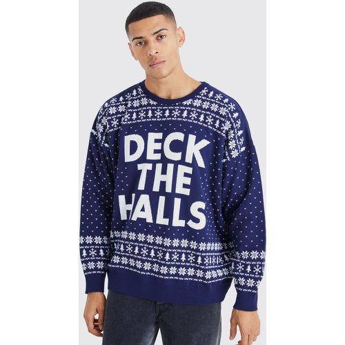 Jersey Oversize Navideño Con Estampado Deck The Halls - boohoo - Modalova