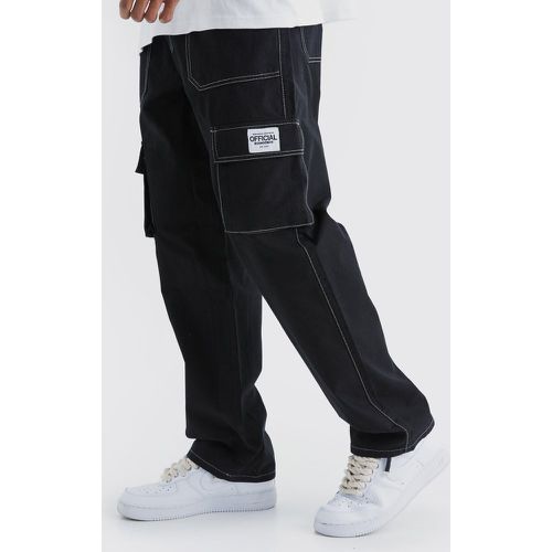 Pantalón Cargo Holgado Con Costuras En Contraste Y Etiqueta De Tela - boohoo - Modalova