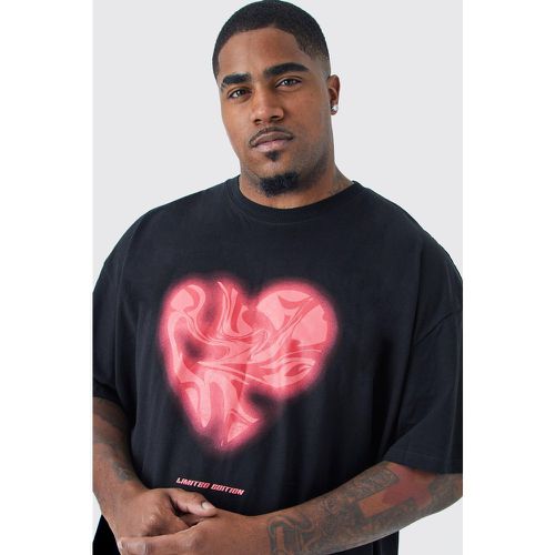 Camiseta Plus Oversize Con Estampado Gráfico De Corazón Y Estampado Efecto Mármol - boohoo - Modalova