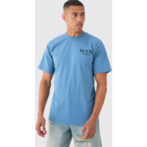 Man Basic Crew Neck T-Shirt, Azul - boohoo - Modalova