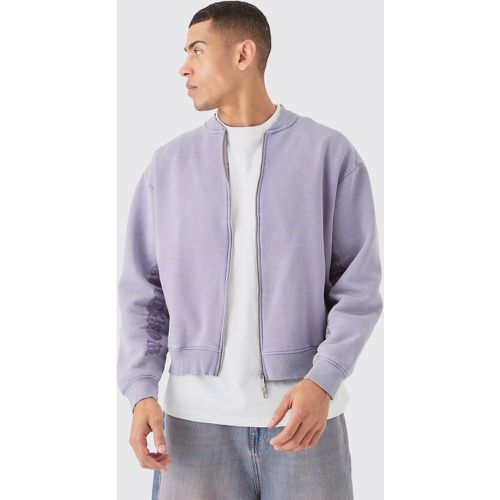 Chaqueta Bomber Oversize Recta De Tela Jersey Con Lavado De Ácido - boohoo - Modalova