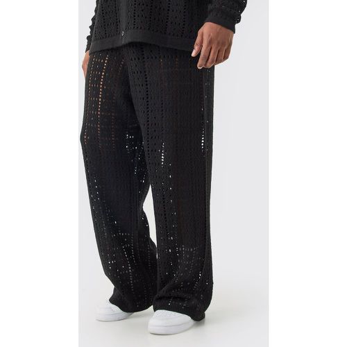 Pantaloni Plus Size rilassati in maglia all'uncinetto neri - boohoo - Modalova