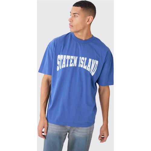 T-shirt oversize di Staten Island con girocollo esteso - boohoo - Modalova