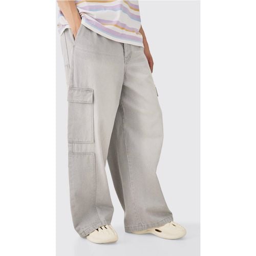 Jeans Cargo a calzata super ampia grigi con vita elasticizzata - boohoo - Modalova