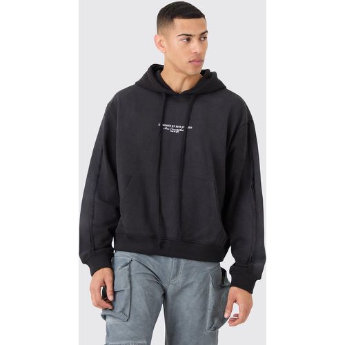 Sudadera Oversize Recta Official Con Capucha Y Lavado A La Piedra - boohoo - Modalova