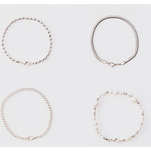 Pack Metal Chain Bracelets In Silver - boohoo - Modalova