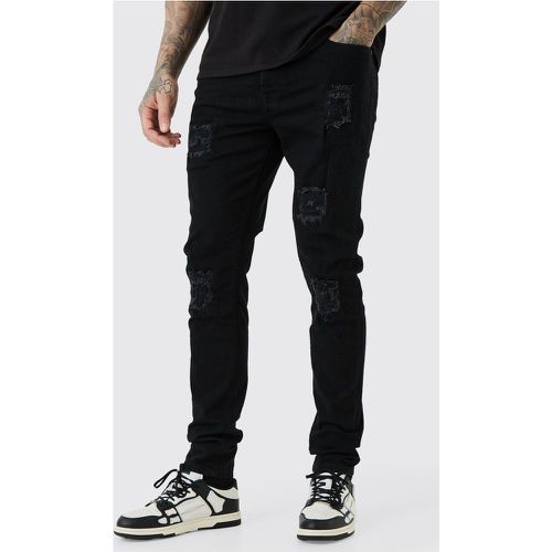 Jeans Tall Skinny Fit Stretch con strappi & rattoppi - boohoo - Modalova