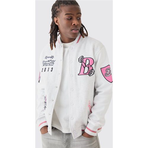 College Varsity Applique Badge Jersey Bomber - boohoo - Modalova