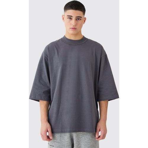 Camiseta Oversize De Cardado Con Mangas A La Mitad Y Cuello Grueso - boohoo - Modalova