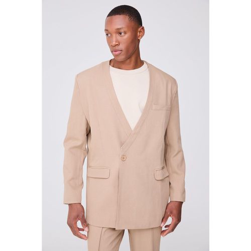 Blazer dritto a doppiopetto, Beige - boohoo - Modalova