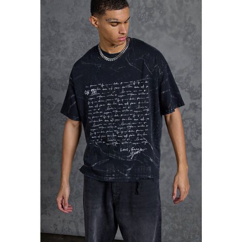 Camiseta Oversize Desgastada Con Estampado Gráfico De Texto - boohoo - Modalova