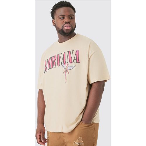 Camiseta Plus Oversize Con Estampado De Nirvana En Color Arena - boohoo - Modalova