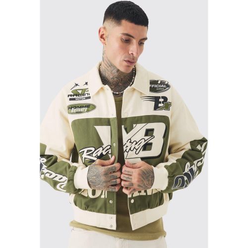 Chaqueta Bomber Tall Recta De Sarga Con Estampado Homme - boohoo - Modalova