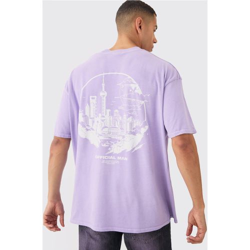 Camiseta Oversize Con Lavado A La Piedra Y Estampado De Ciudad - boohoo - Modalova