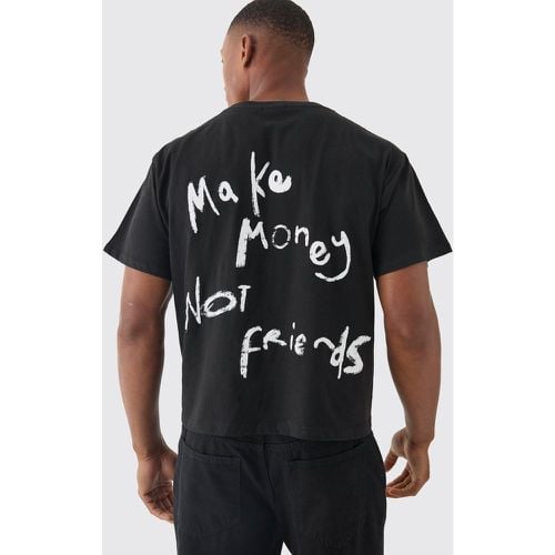 T-shirt corto con slogan Make Money Not Friends - boohoo - Modalova