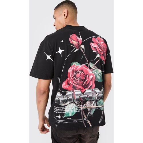 Camiseta Oversize Con Estampado Gráfico De Rosa A Gran Escala - boohoo - Modalova
