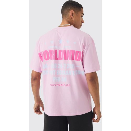 T-shirt oversize Worldwide con girocollo esteso e smagliature - boohoo - Modalova