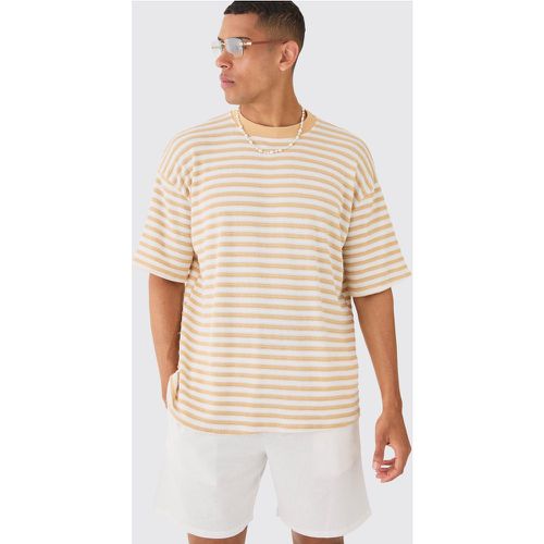 Oversized Textured Stripe T-shirt - boohoo - Modalova