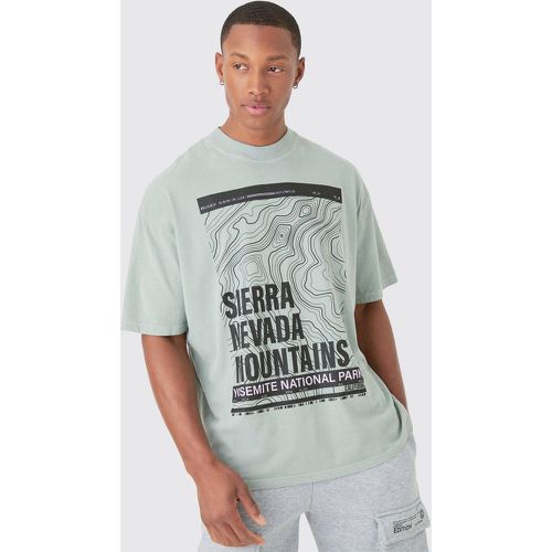 T-shirt oversize in lavaggio con stampa Sierra e stencil - boohoo - Modalova