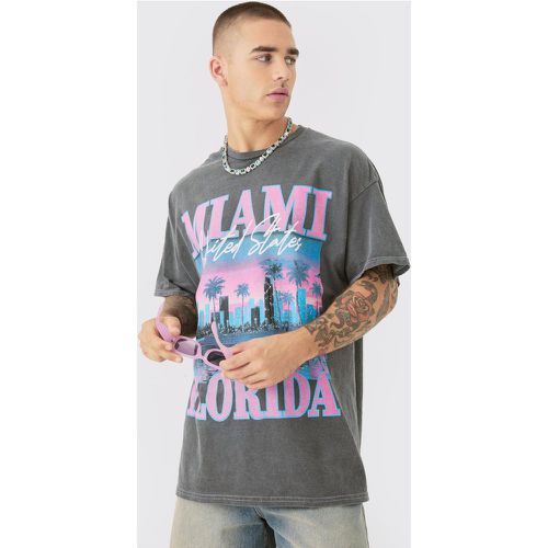 Oversized Miami Florida Printed Wash T-shirt - boohoo - Modalova