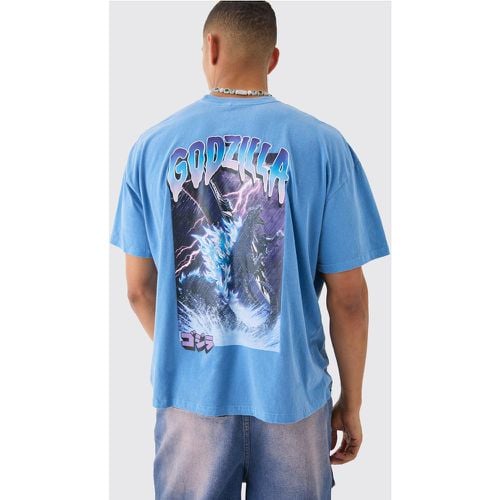 Camiseta Oversize Con Lavado A La Piedra Y Estampado De Godzilla - boohoo - Modalova