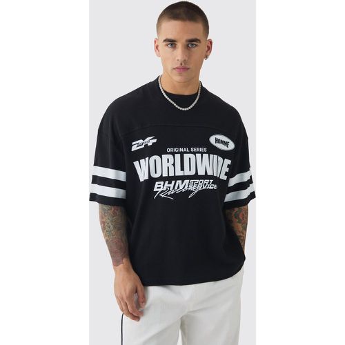 T-shirt squadrata oversize Worldwide con trama a nido d'ape - boohoo - Modalova