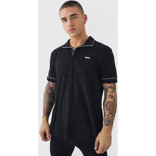 Regular Fit Towelling Polo With Piping & Metal Tab - boohoo - Modalova