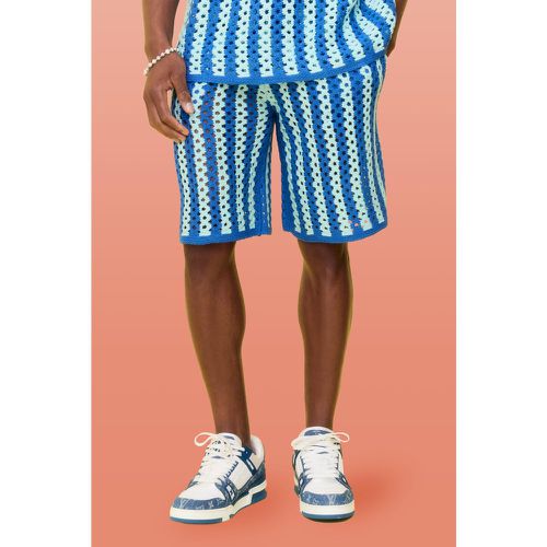 Relaxed Open Stitch Stripe Knitted Shorts - boohoo - Modalova