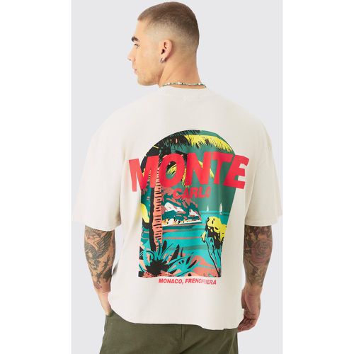 T-shirt squadrata oversize con stampa Monte Carlo slavata sul retro - boohoo - Modalova