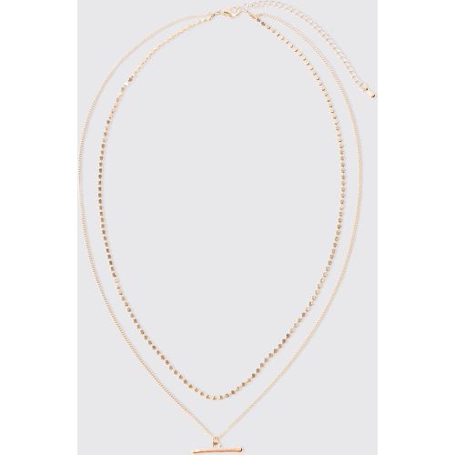 Double Chain T Bar Necklace In Gold - boohoo - Modalova