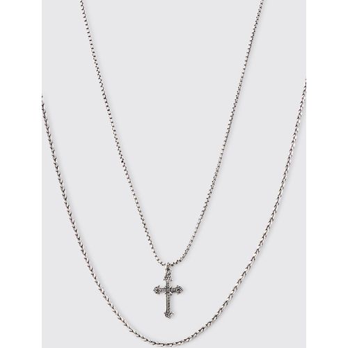 Mm & 160mm 2 Pack Cross Pendant Necklace In Silver - boohoo - Modalova