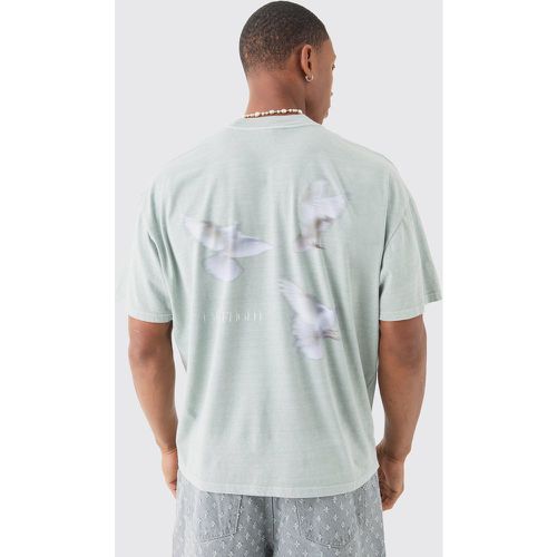 Oversized Extended Neck Blurred Dove T-shirt - boohoo - Modalova