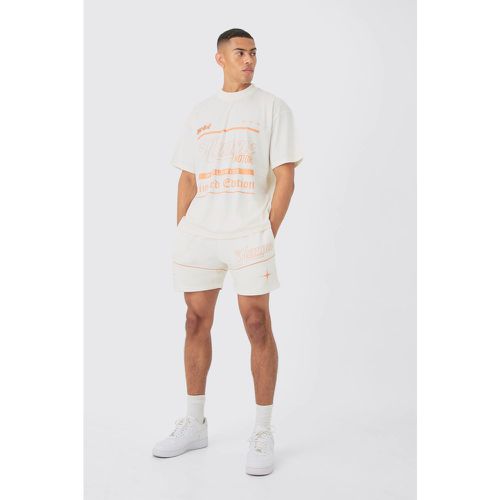 Conjunto Oversize De Pantalón Corto Y Camiseta Con Estampado Gráfico Homme Extendido - boohoo - Modalova