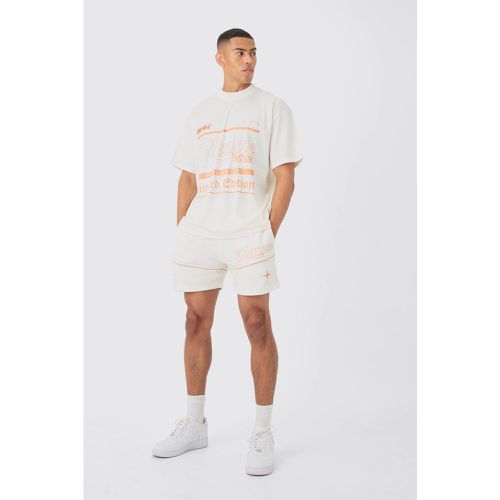 Oversized Extended Homme Text Graphic T-Shirt And Short Set - boohoo - Modalova
