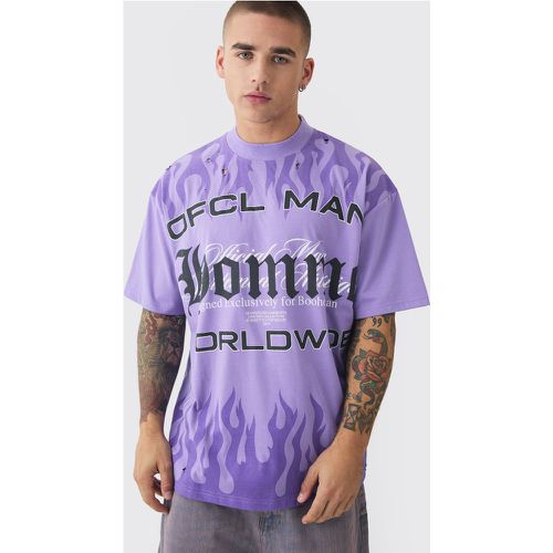 T-shirt oversize pesante Offcl Man Homme effetto smagliato - boohoo - Modalova