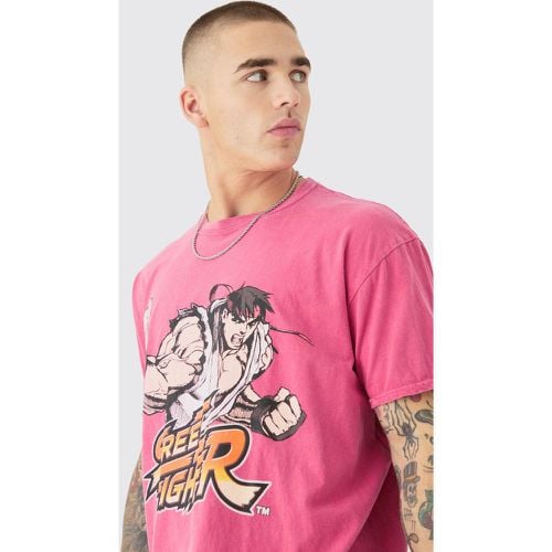 T-shirt oversize ufficiale Street Fighter in lavaggio slavato - boohoo - Modalova