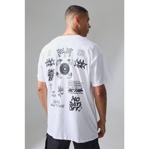 T-shirt oversize Man Active con grafiche sul retro - boohoo - Modalova